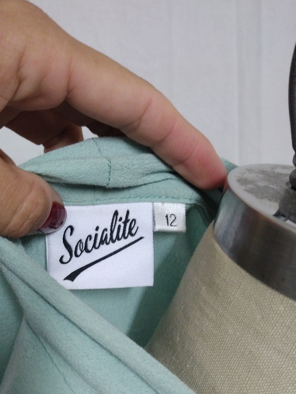 Socialite Mint Green Midi Dress with V-Neck Detail - Picture 5 of 6